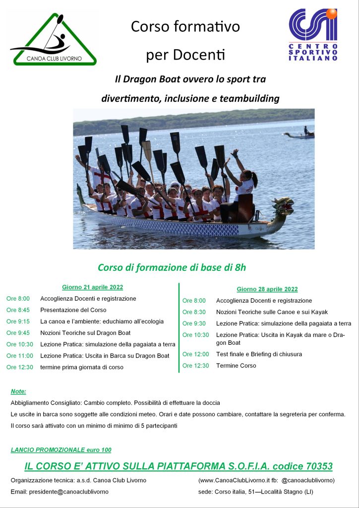 Corso per Docenti: Il Dragon Boat, ovvero lo sport tra divertimento inclusione e team building